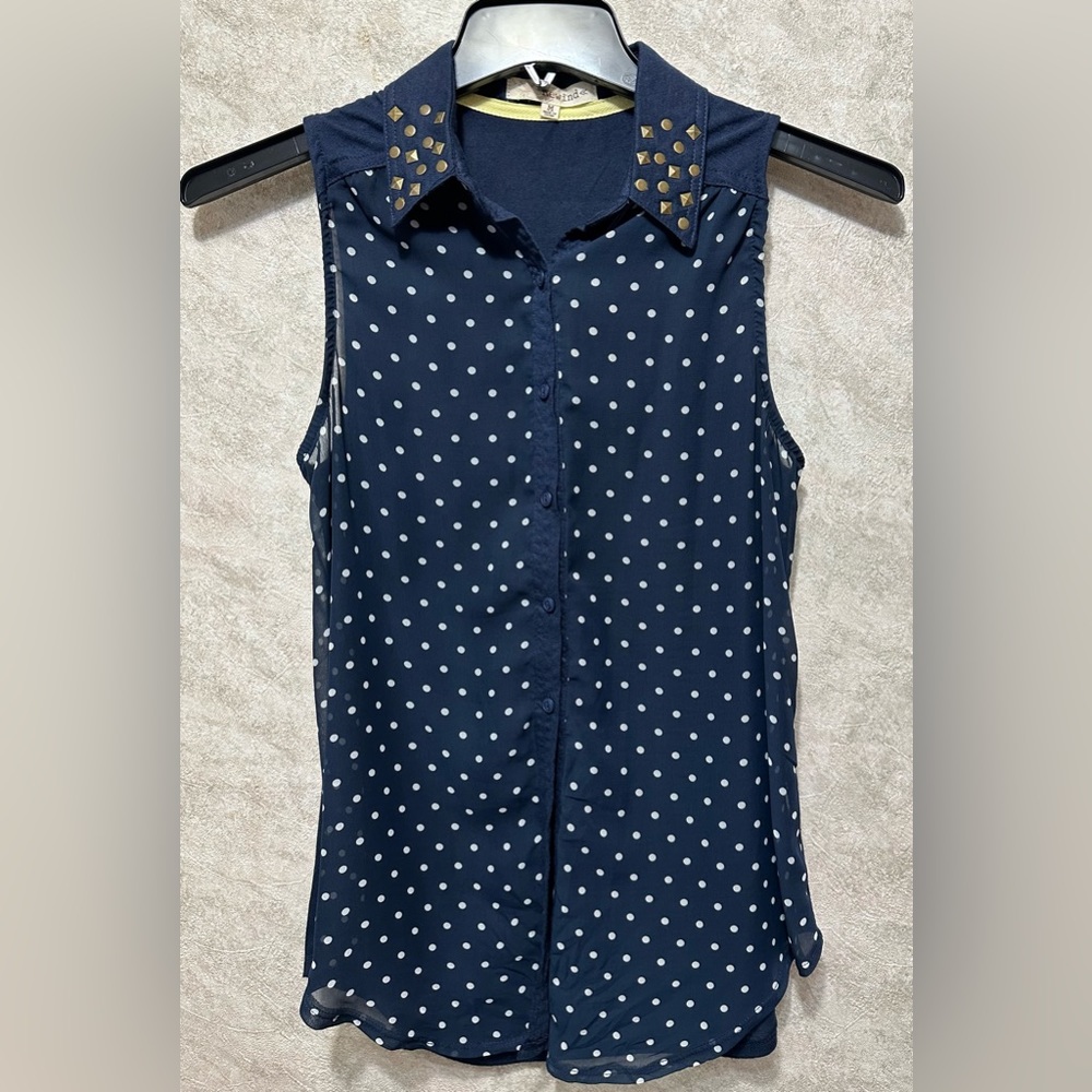 Blue polka dot tank top